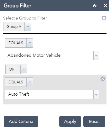 Add additional filter criteria Add additional filter criteria